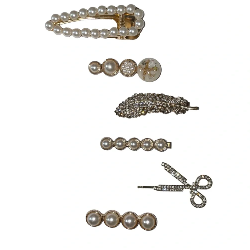 Set of 6 Feather, Starfish & Scissors Hair Clips - Picture 2 of 7